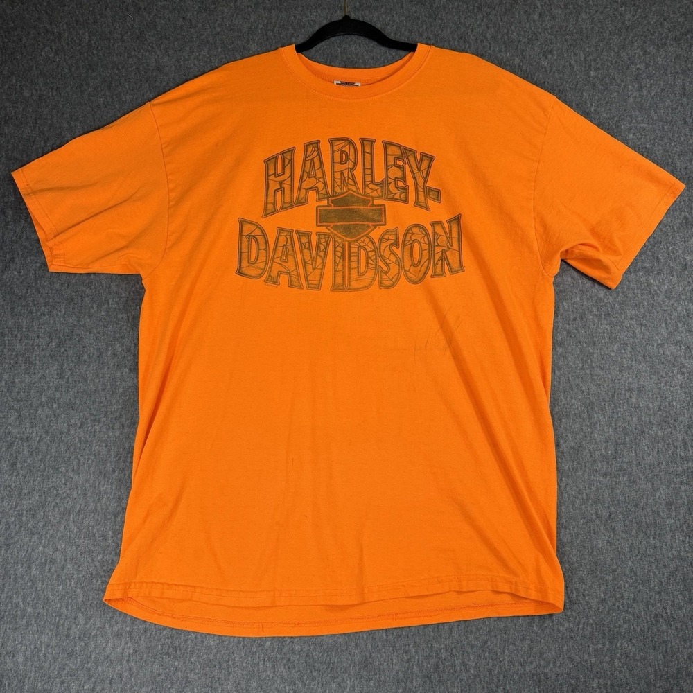 Harley Davidson Panama T Shirt USA Motorcycle Biker Street 2XL Orange